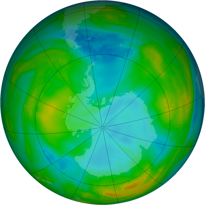 Antarctic ozone map for 18 June 1981